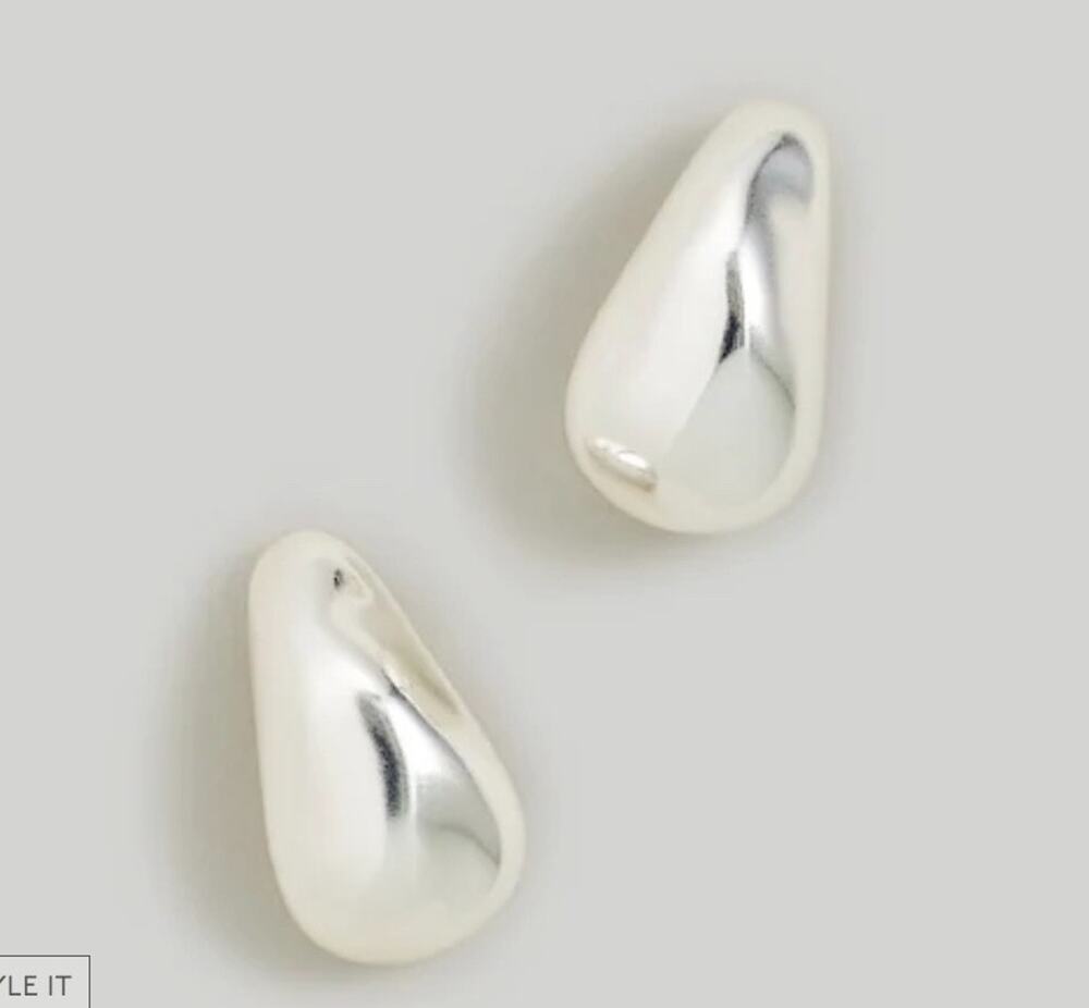 Madewell Sculptural Droplet Statement Earrings Light Silver Ox Titanium Posts
